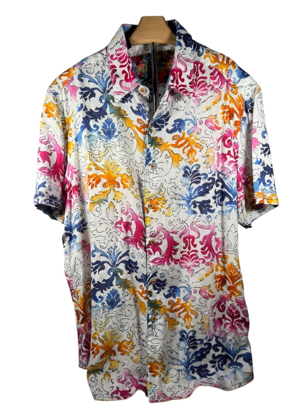 Robert Graham Linen Floral Abstract Shirt Men’s Large Multicolor